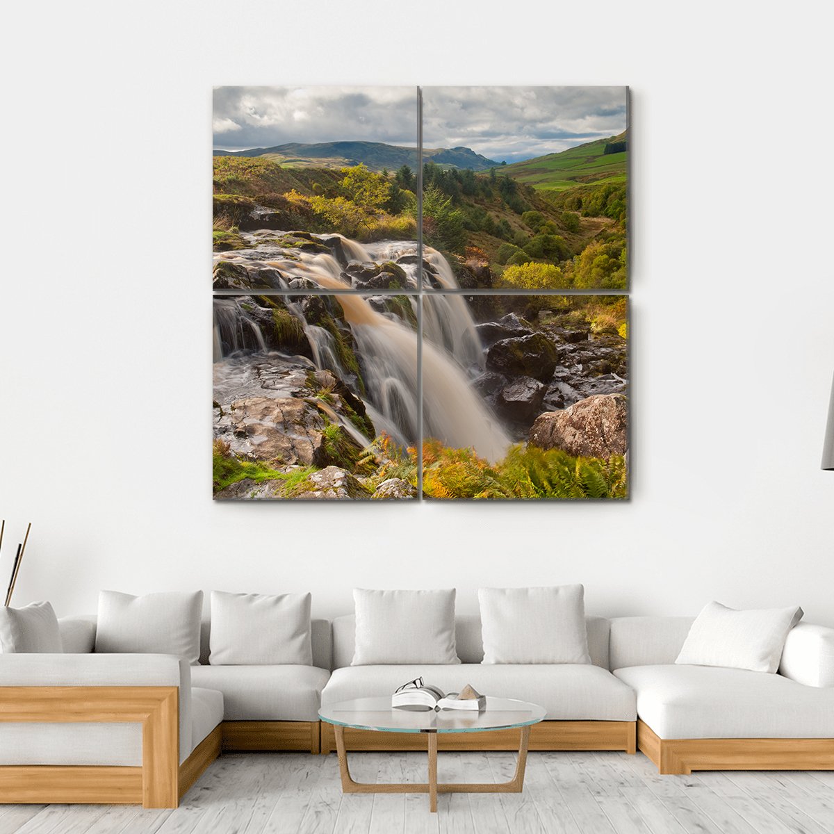 Loup Of Fintry Waterfall Canvas Wall Art-4 Square-Gallery Wrap-17" x 17"-Tiaracle