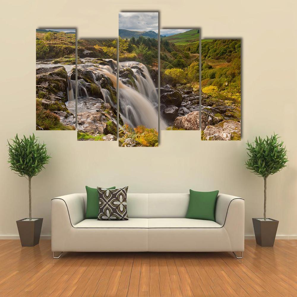Loup Of Fintry Waterfall Canvas Wall Art-5 Pop-Gallery Wrap-47" x 32"-Tiaracle