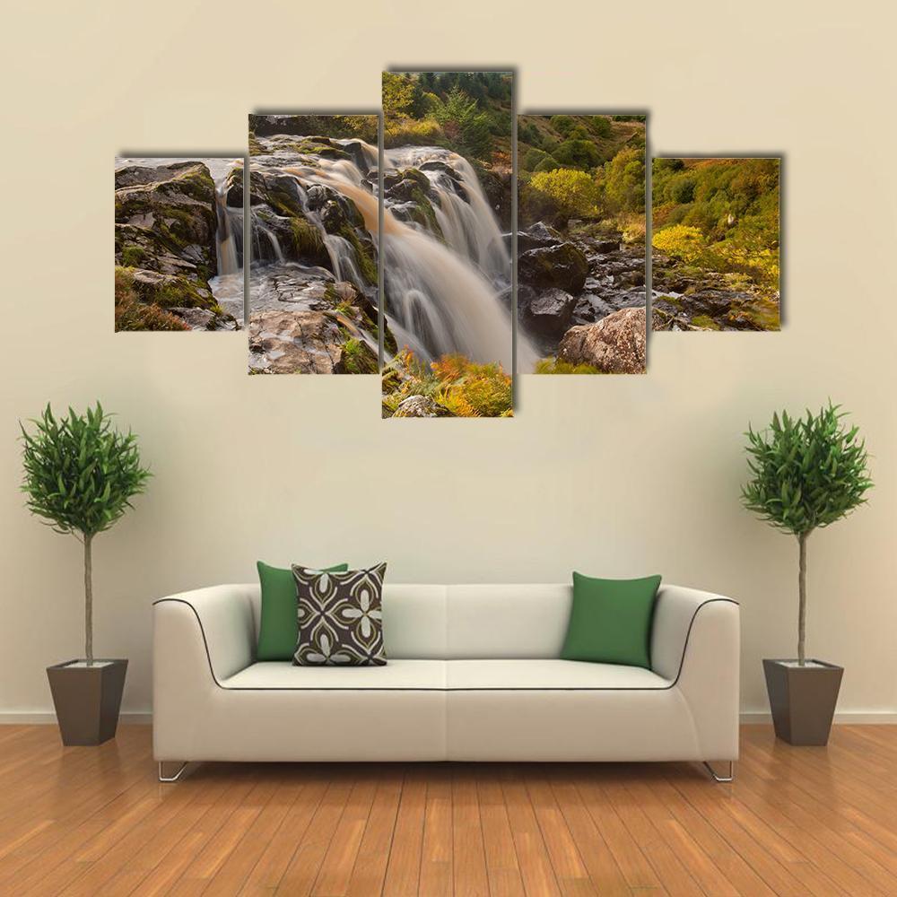 Loup Of Fintry Waterfall Canvas Wall Art-5 Star-Gallery Wrap-62" x 32"-Tiaracle