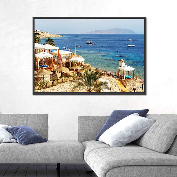 The Luxury Hotel At Beach Egypt Panoramic Canvas Wall Art-1 Piece-36" x 12"-Tiaracle