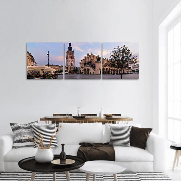 Main Square Of Krakow Panoramic Canvas Wall Art-3 Piece-25" x 08"-Tiaracle
