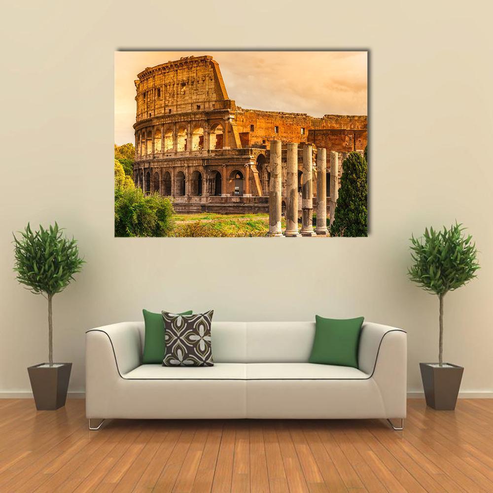 Majestic Coliseum Italy Canvas Wall Art-4 Horizontal-Gallery Wrap-34" x 24"-Tiaracle