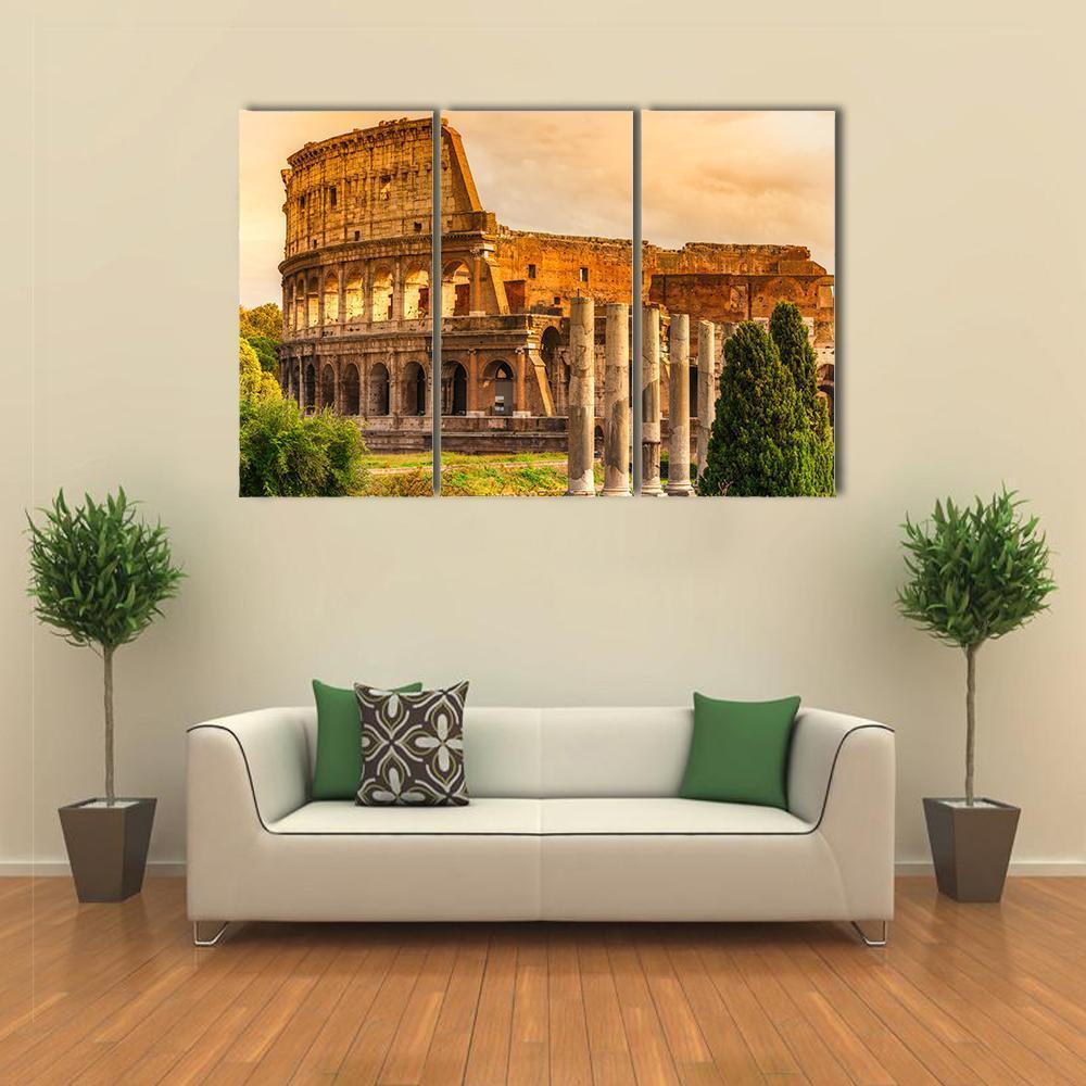 Majestic Coliseum Italy Canvas Wall Art-3 Horizontal-Gallery Wrap-37" x 24"-Tiaracle
