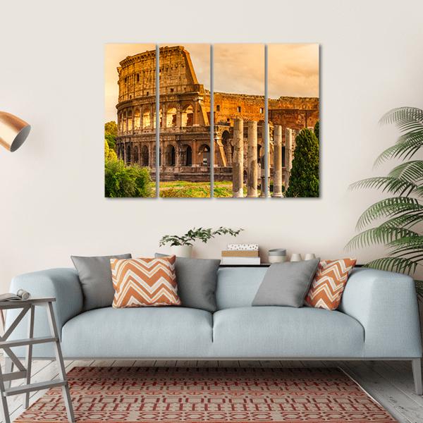 Majestic Coliseum Italy Canvas Wall Art-4 Horizontal-Gallery Wrap-34" x 24"-Tiaracle