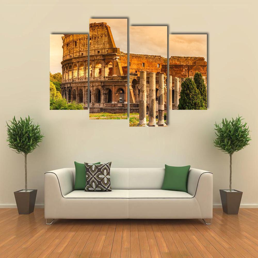Majestic Coliseum Italy Canvas Wall Art-4 Pop-Gallery Wrap-50" x 32"-Tiaracle