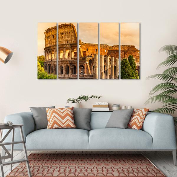 Majestic Coliseum Italy Canvas Wall Art-5 Horizontal-Gallery Wrap-22" x 12"-Tiaracle