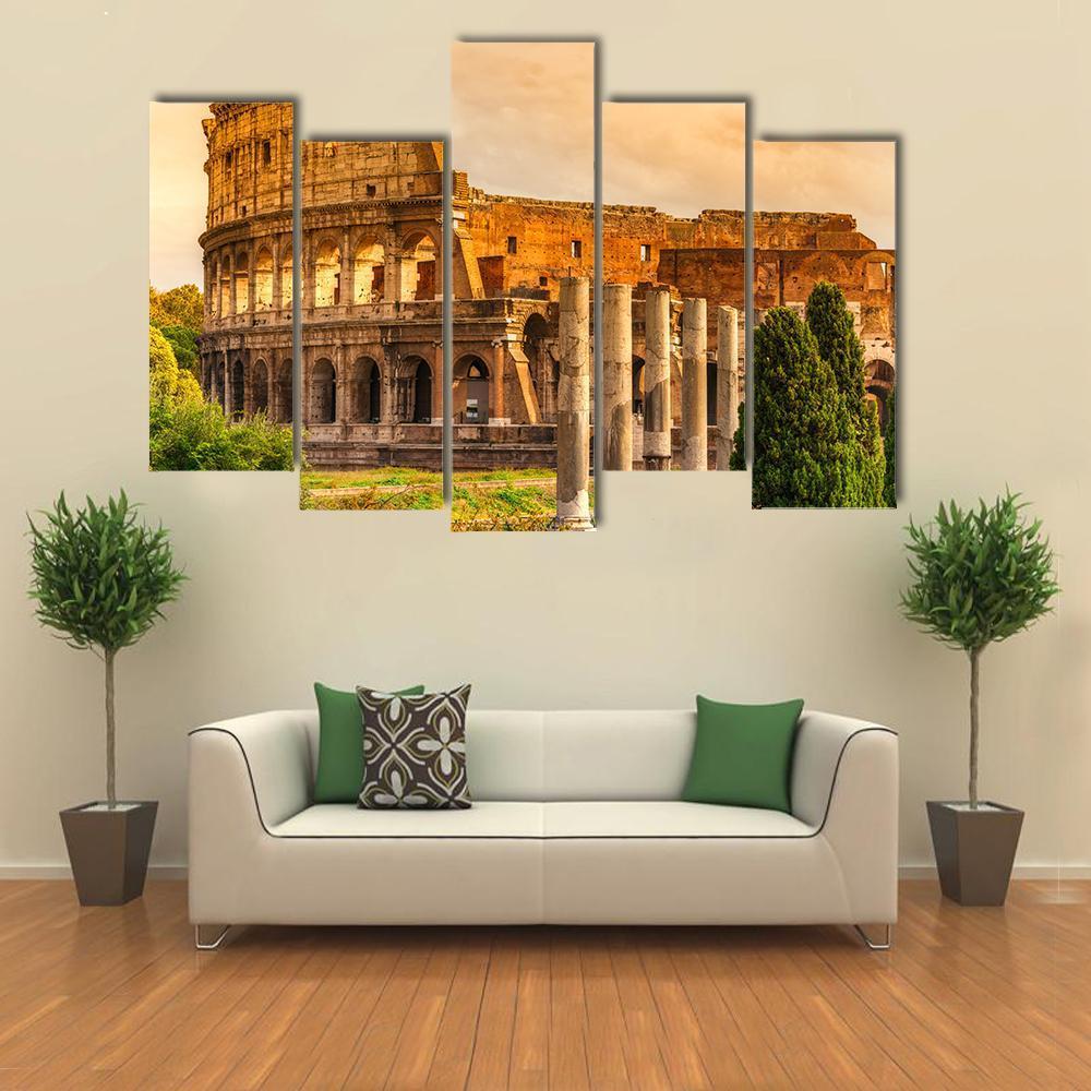 Majestic Coliseum Italy Canvas Wall Art-5 Pop-Gallery Wrap-47" x 32"-Tiaracle