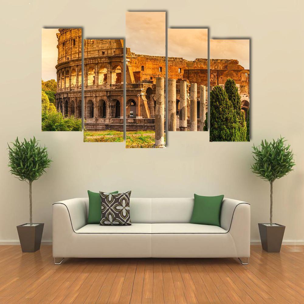 Majestic Coliseum Italy Canvas Wall Art-3 Horizontal-Gallery Wrap-37" x 24"-Tiaracle