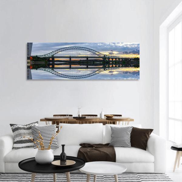 Major River Crossing Bridge Panoramic Canvas Wall Art-1 Piece-36" x 12"-Tiaracle