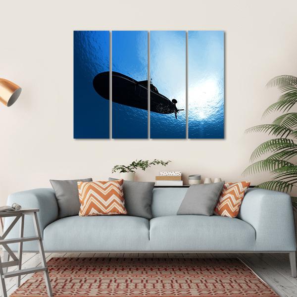 Military Submarine In Sea Canvas Wall Art-4 Horizontal-Gallery Wrap-34" x 24"-Tiaracle