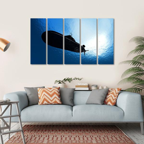 Military Submarine In Sea Canvas Wall Art-5 Horizontal-Gallery Wrap-22" x 12"-Tiaracle