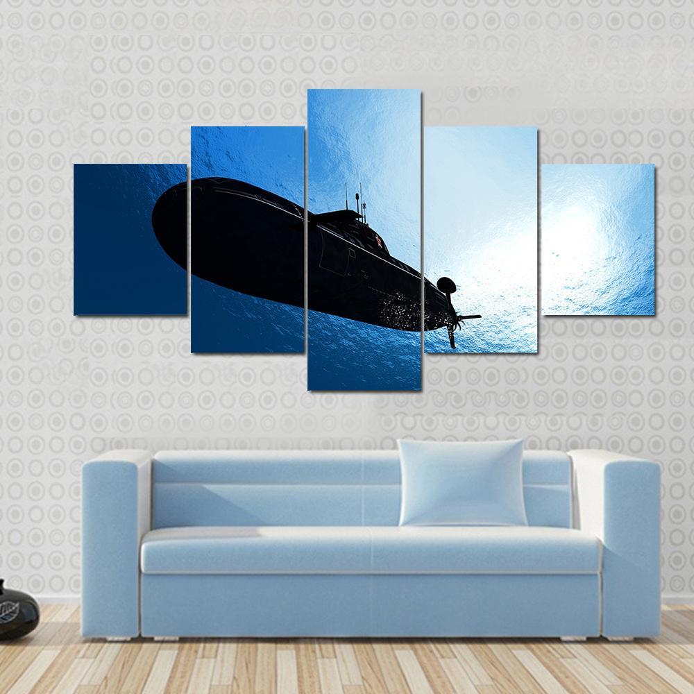 Military Submarine In Sea Canvas Wall Art-3 Horizontal-Gallery Wrap-37" x 24"-Tiaracle