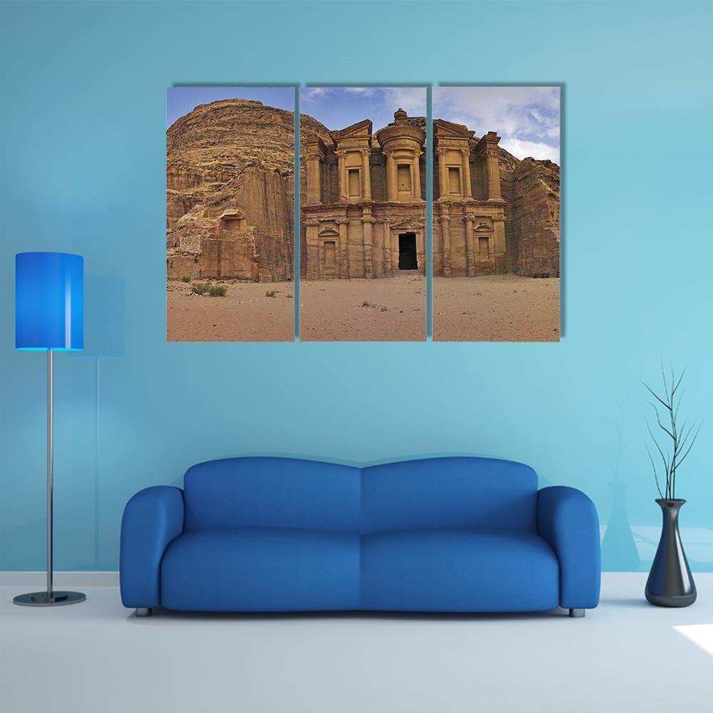 Ad-Deir In Petra Jordan Canvas Wall Art-4 Pop-Gallery Wrap-50" x 32"-Tiaracle