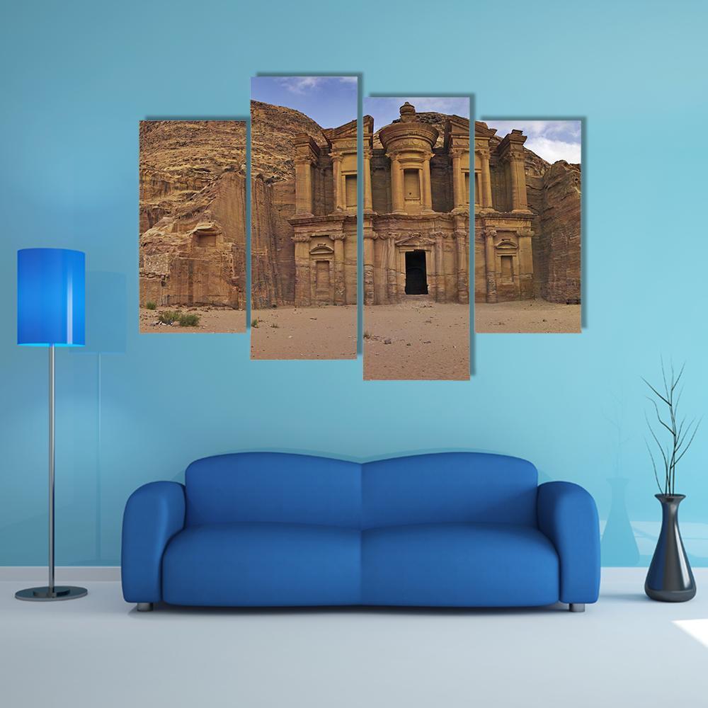Ad-Deir In Petra Jordan Canvas Wall Art-4 Pop-Gallery Wrap-50" x 32"-Tiaracle