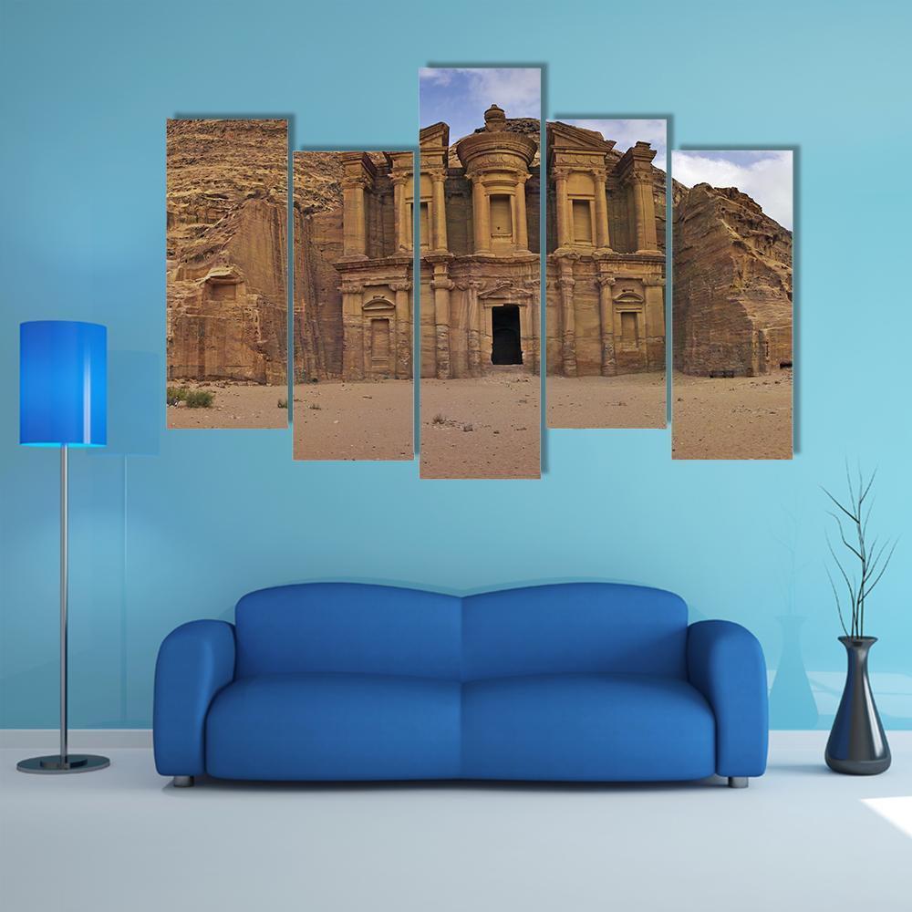 Ad-Deir In Petra Jordan Canvas Wall Art-5 Pop-Gallery Wrap-47" x 32"-Tiaracle
