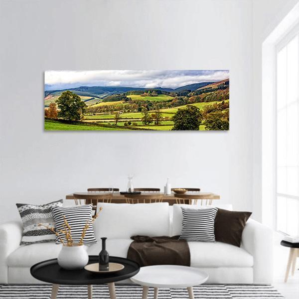 The Moorfoot Hills Panoramic Canvas Wall Art-3 Piece-25" x 08"-Tiaracle