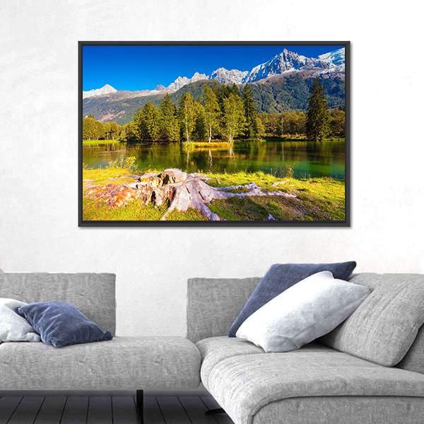 The Mountain Resort Of Chamonix Canvas Wall Art-1 Piece-Floating Frame-24" x 16"-Tiaracle