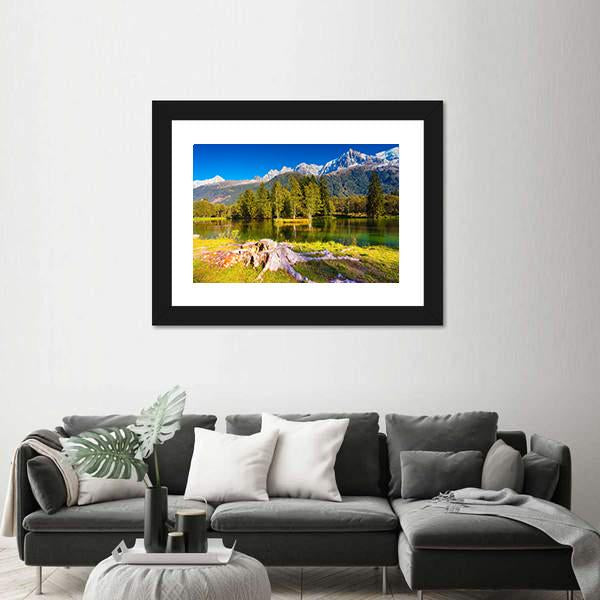 The Mountain Resort Of Chamonix Canvas Wall Art-1 Piece-Framed Print-20" x 16"-Tiaracle
