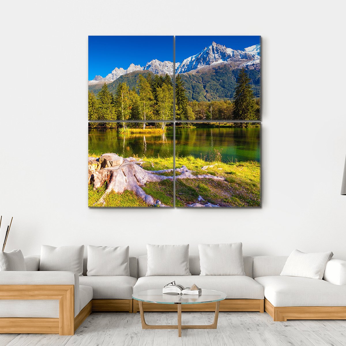 The Mountain Resort Of Chamonix Canvas Wall Art-4 Square-Gallery Wrap-17" x 17"-Tiaracle
