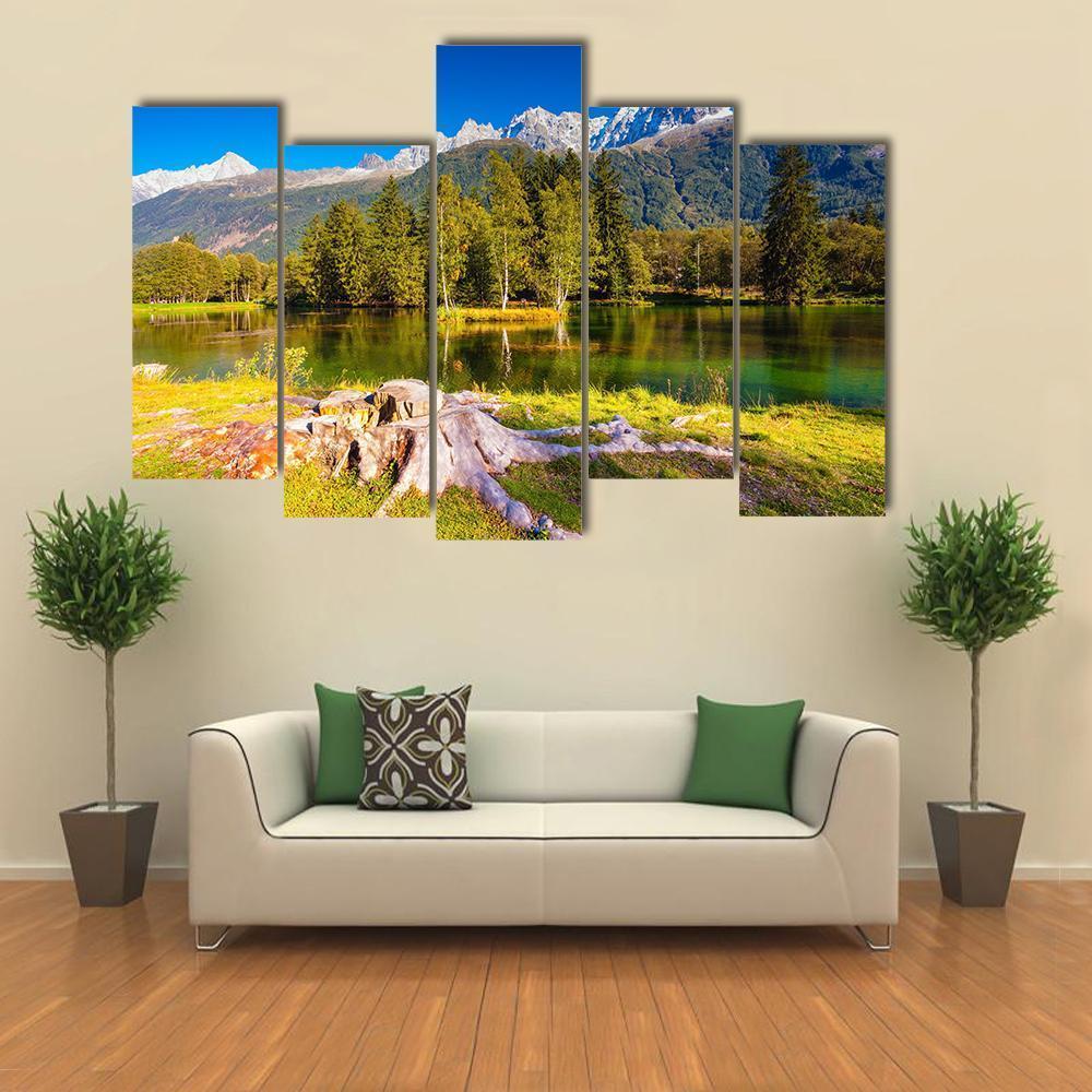 The Mountain Resort Of Chamonix Canvas Wall Art-5 Pop-Gallery Wrap-47" x 32"-Tiaracle