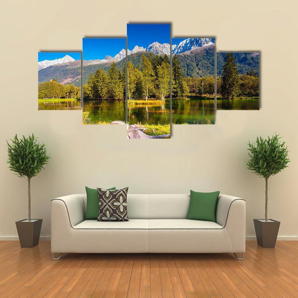 The Mountain Resort Of Chamonix Canvas Wall Art-5 Star-Gallery Wrap-62" x 32"-Tiaracle