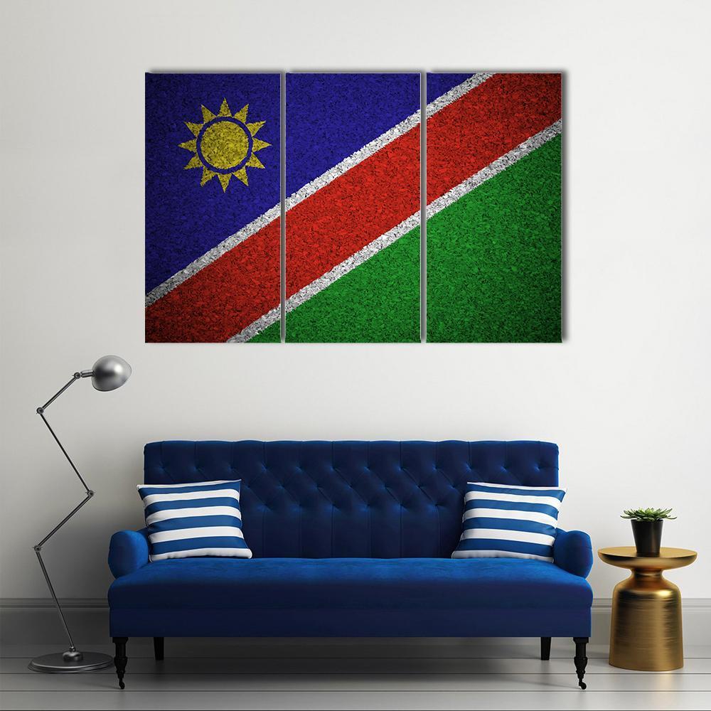 Flag Of Namibia Canvas Wall Art-3 Horizontal-Gallery Wrap-37" x 24"-Tiaracle