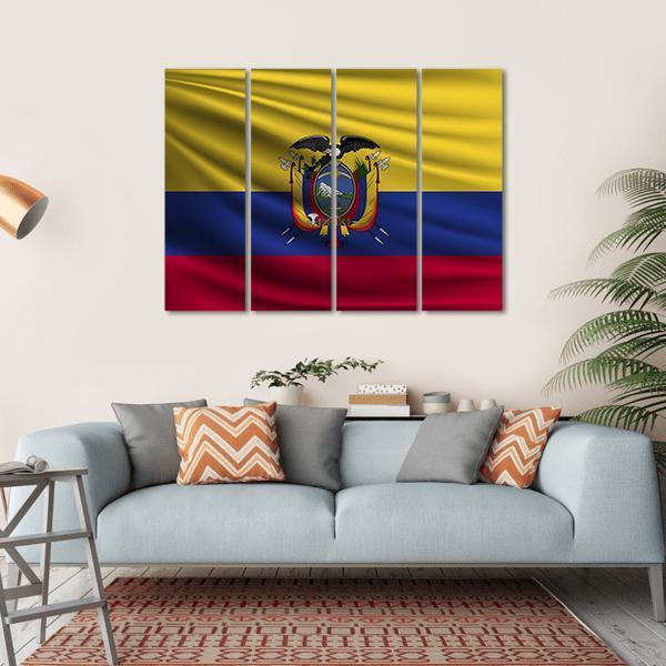 National Flag Of Ecuador Canvas Wall Art-4 Horizontal-Gallery Wrap-34" x 24"-Tiaracle