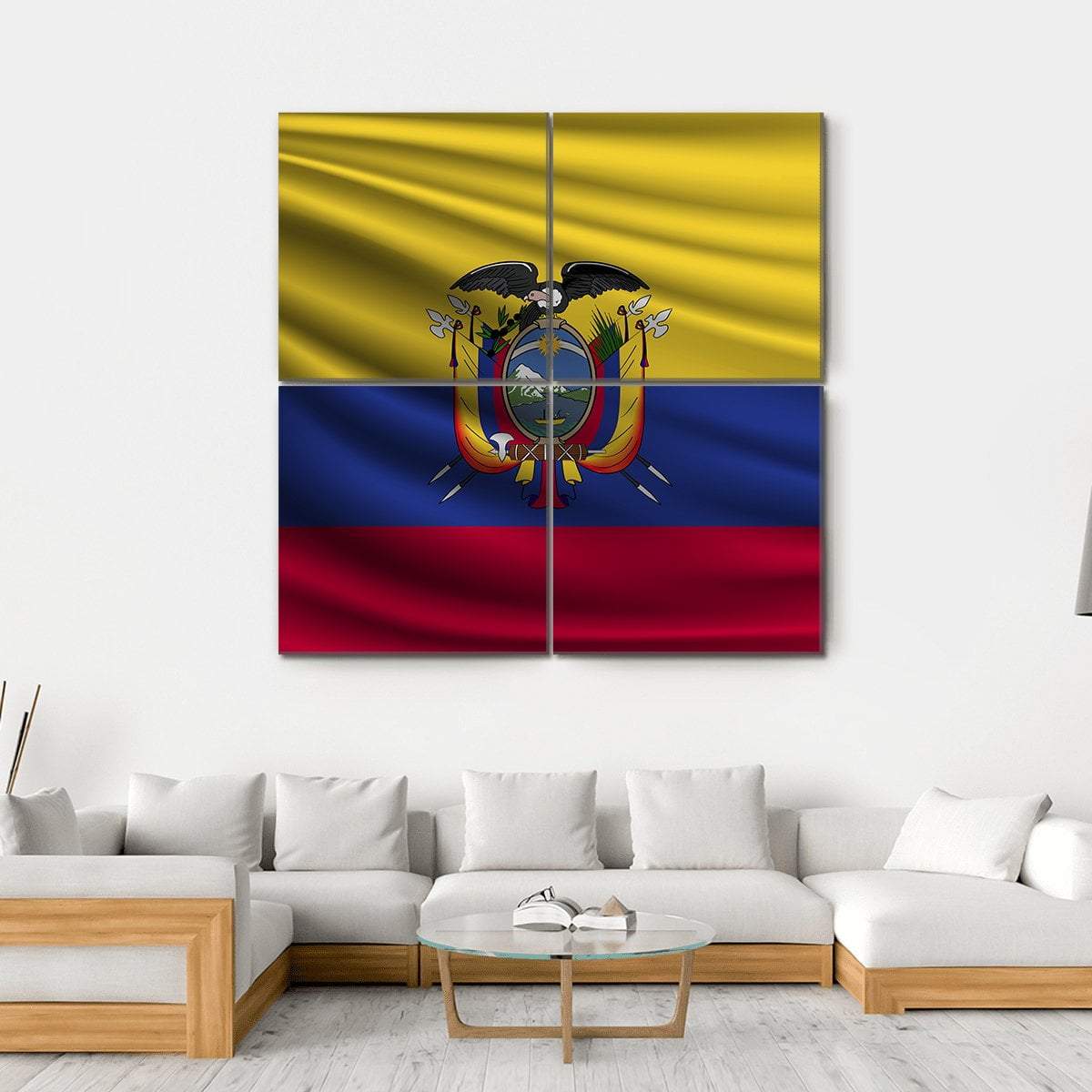 National Flag Of Ecuador Canvas Wall Art-4 Square-Gallery Wrap-17" x 17"-Tiaracle