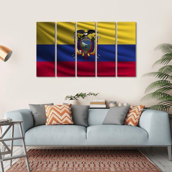 National Flag Of Ecuador Canvas Wall Art-5 Horizontal-Gallery Wrap-22" x 12"-Tiaracle