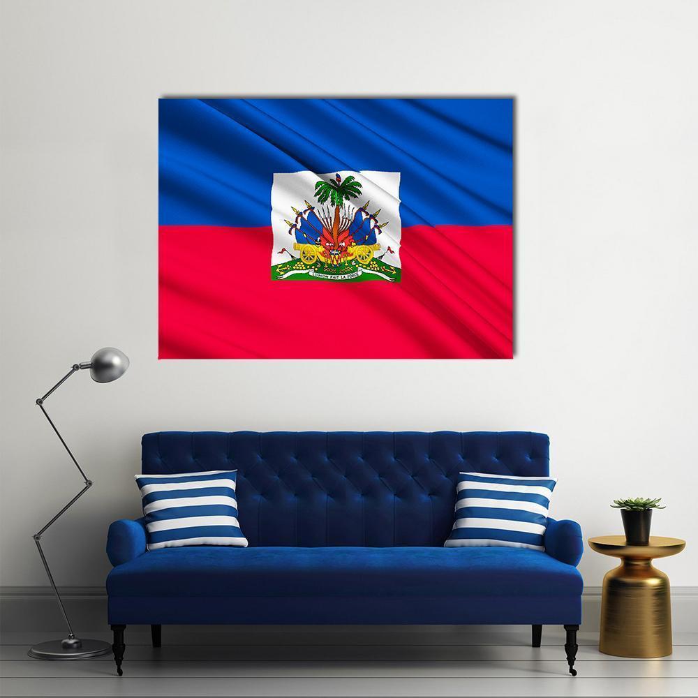 National Flag Of Haiti Canvas Wall Art-5 Horizontal-Gallery Wrap-22" x 12"-Tiaracle