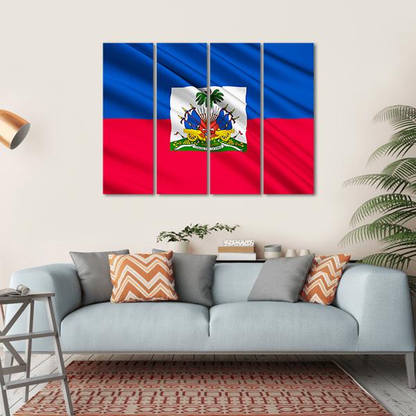 National Flag Of Haiti Canvas Wall Art-4 Horizontal-Gallery Wrap-34" x 24"-Tiaracle