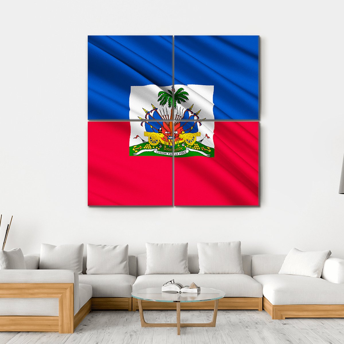 National Flag Of Haiti Canvas Wall Art-4 Square-Gallery Wrap-17" x 17"-Tiaracle