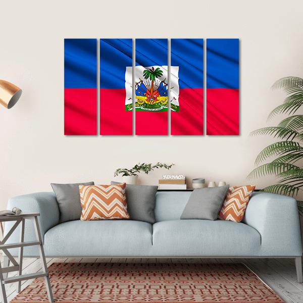 National Flag Of Haiti Canvas Wall Art-5 Horizontal-Gallery Wrap-22" x 12"-Tiaracle