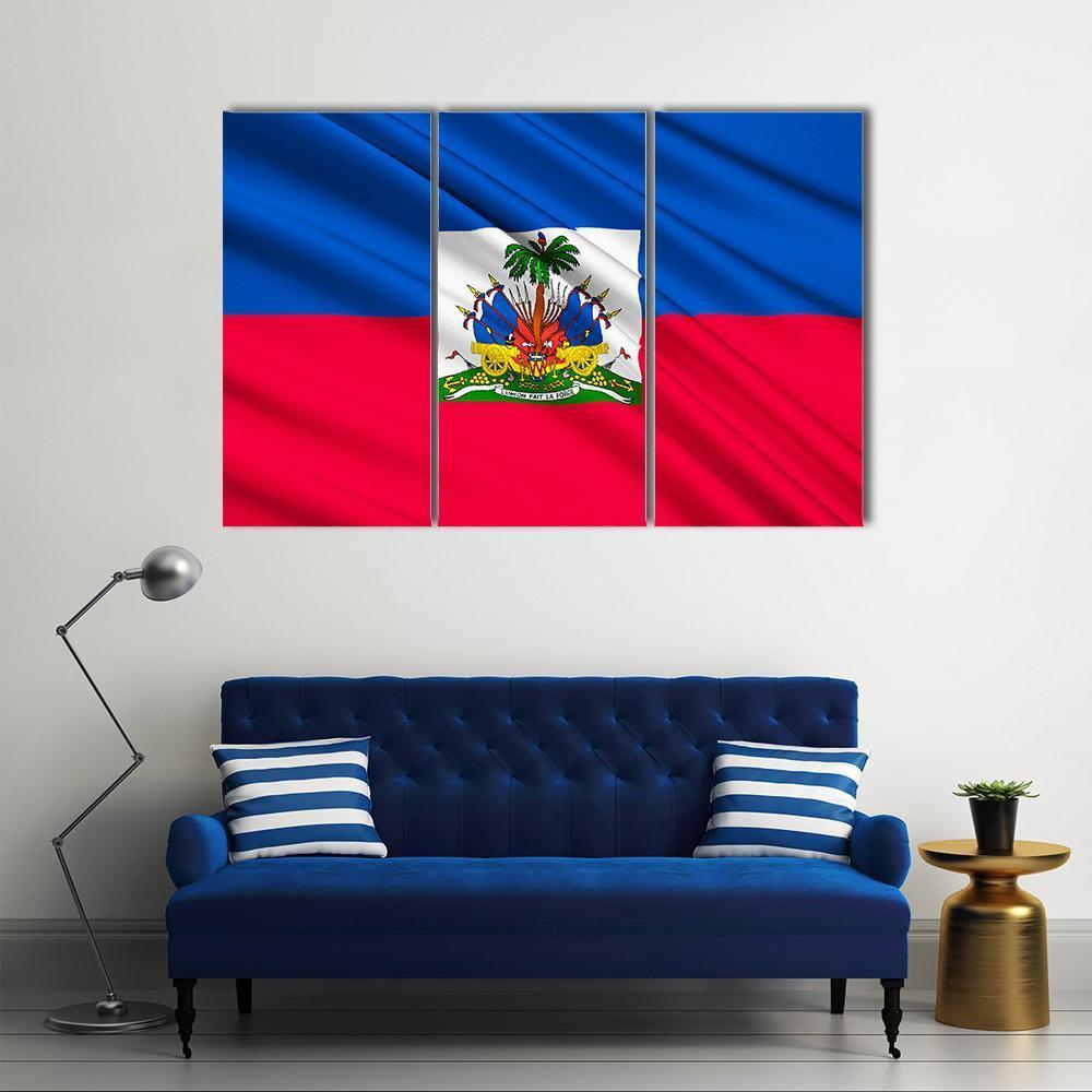 National Flag Of Haiti Canvas Wall Art-3 Horizontal-Gallery Wrap-37" x 24"-Tiaracle