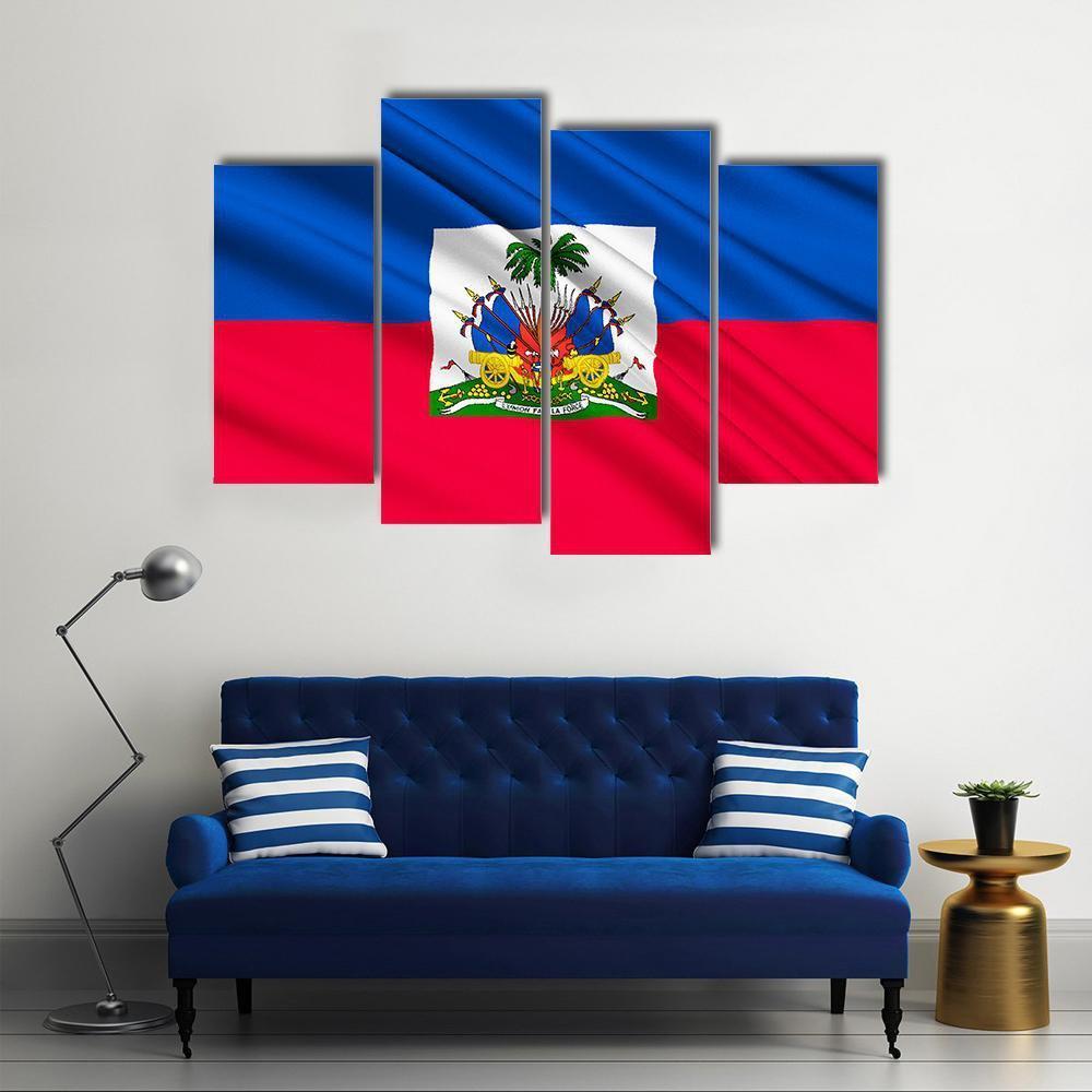 National Flag Of Haiti Canvas Wall Art-4 Pop-Gallery Wrap-50" x 32"-Tiaracle