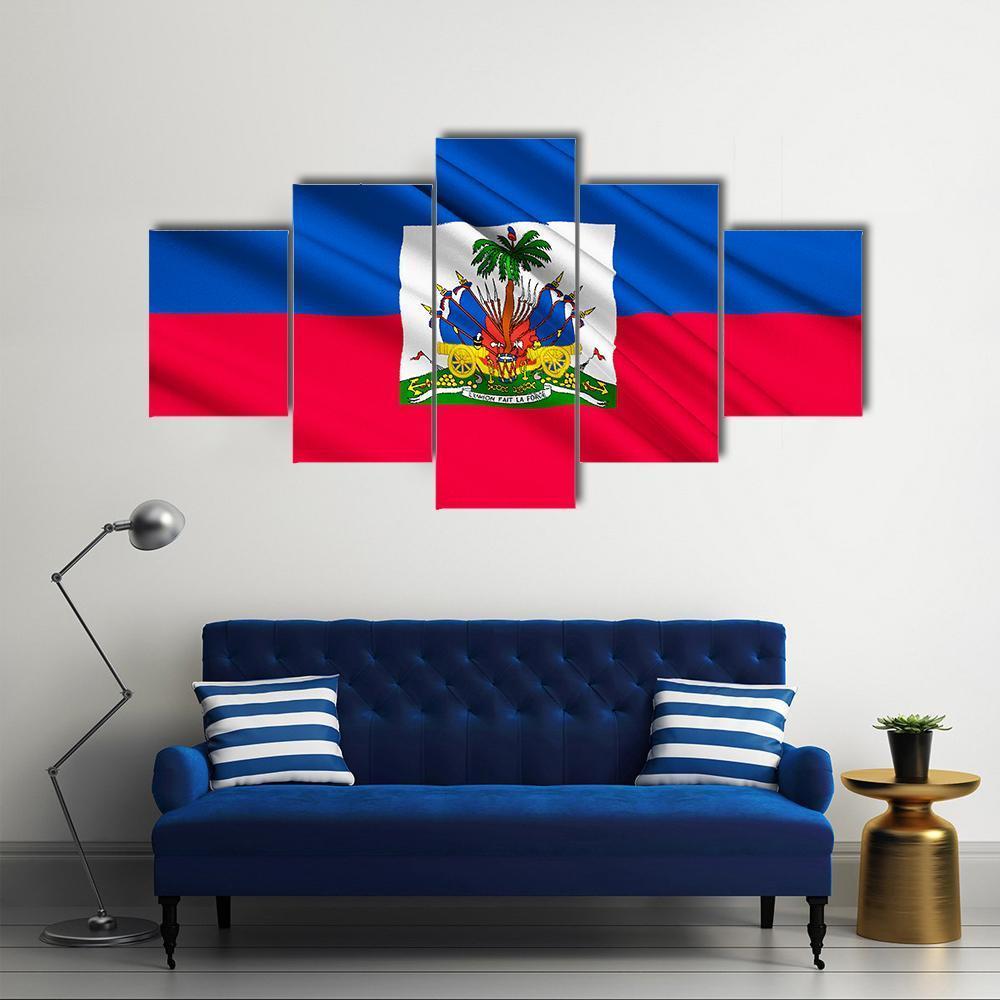 National Flag Of Haiti Canvas Wall Art-4 Pop-Gallery Wrap-50" x 32"-Tiaracle