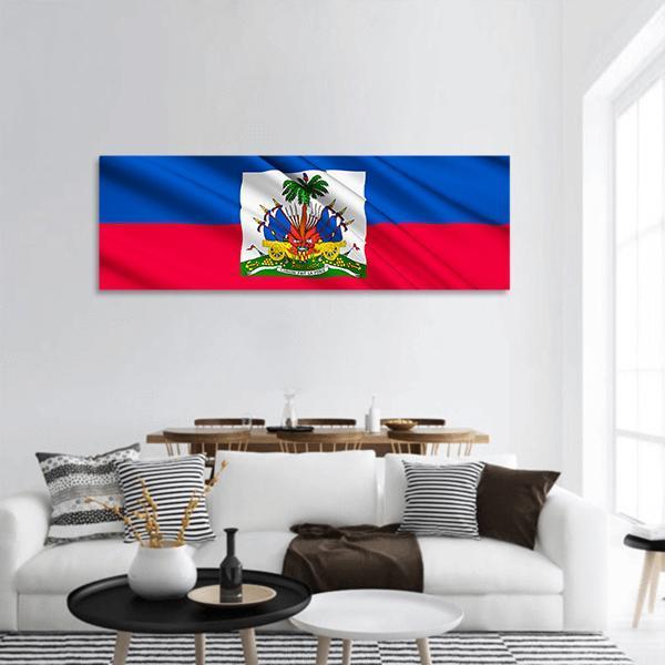 National Flag Of Haiti Panoramic Canvas Wall Art-1 Piece-36" x 12"-Tiaracle