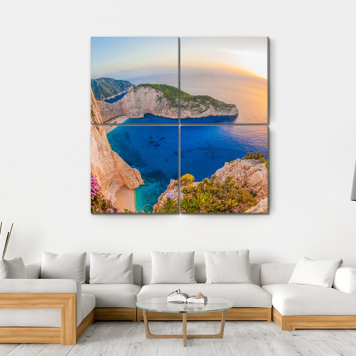 The Navagio Beach With The Shipwreck Canvas Wall Art-4 Square-Gallery Wrap-17" x 17"-Tiaracle