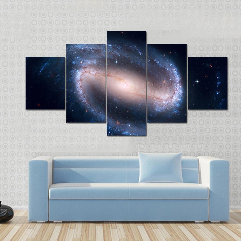 NGC 1300 Spiral Galaxy Canvas Wall Art-5 Star-Gallery Wrap-62" x 32"-Tiaracle