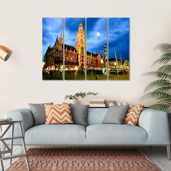 Marienplatz Plaza In Munich Canvas Wall Art-4 Horizontal-Gallery Wrap-34" x 24"-Tiaracle