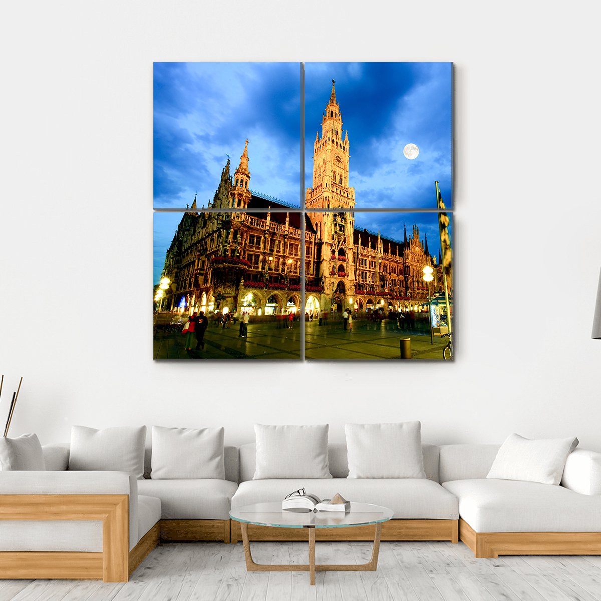 Marienplatz Plaza In Munich Canvas Wall Art-4 Square-Gallery Wrap-17" x 17"-Tiaracle