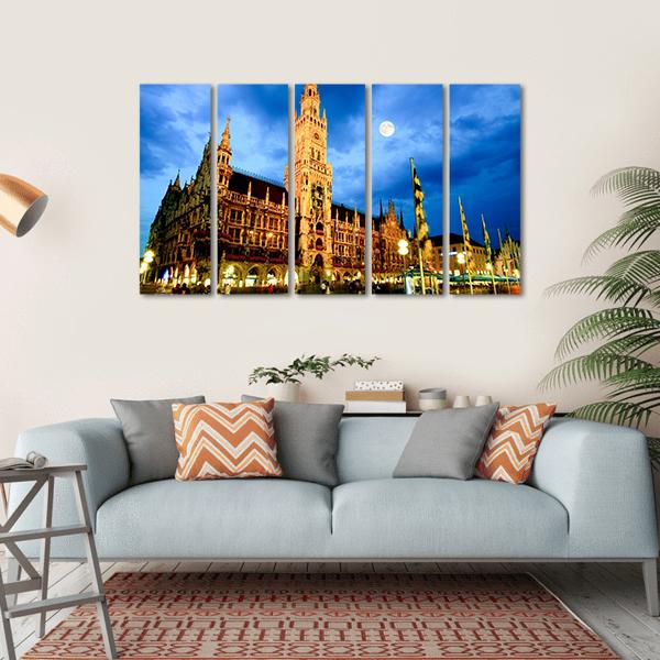 Marienplatz Plaza In Munich Canvas Wall Art-5 Horizontal-Gallery Wrap-22" x 12"-Tiaracle