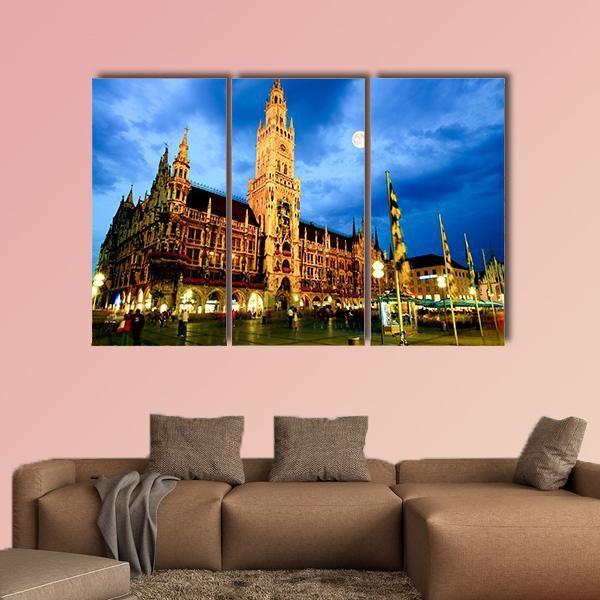 Marienplatz Plaza In Munich Canvas Wall Art-3 Horizontal-Gallery Wrap-25" x 16"-Tiaracle
