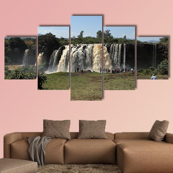 The Nile Waterfall Ethiopia Canvas Wall Art-5 Star-Gallery Wrap-62&quot; x 32&quot;-Tiaracle