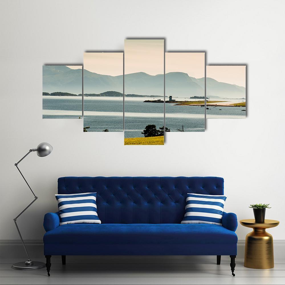 Norway Landscape At Summer Canvas Wall Art-5 Star-Gallery Wrap-62" x 32"-Tiaracle