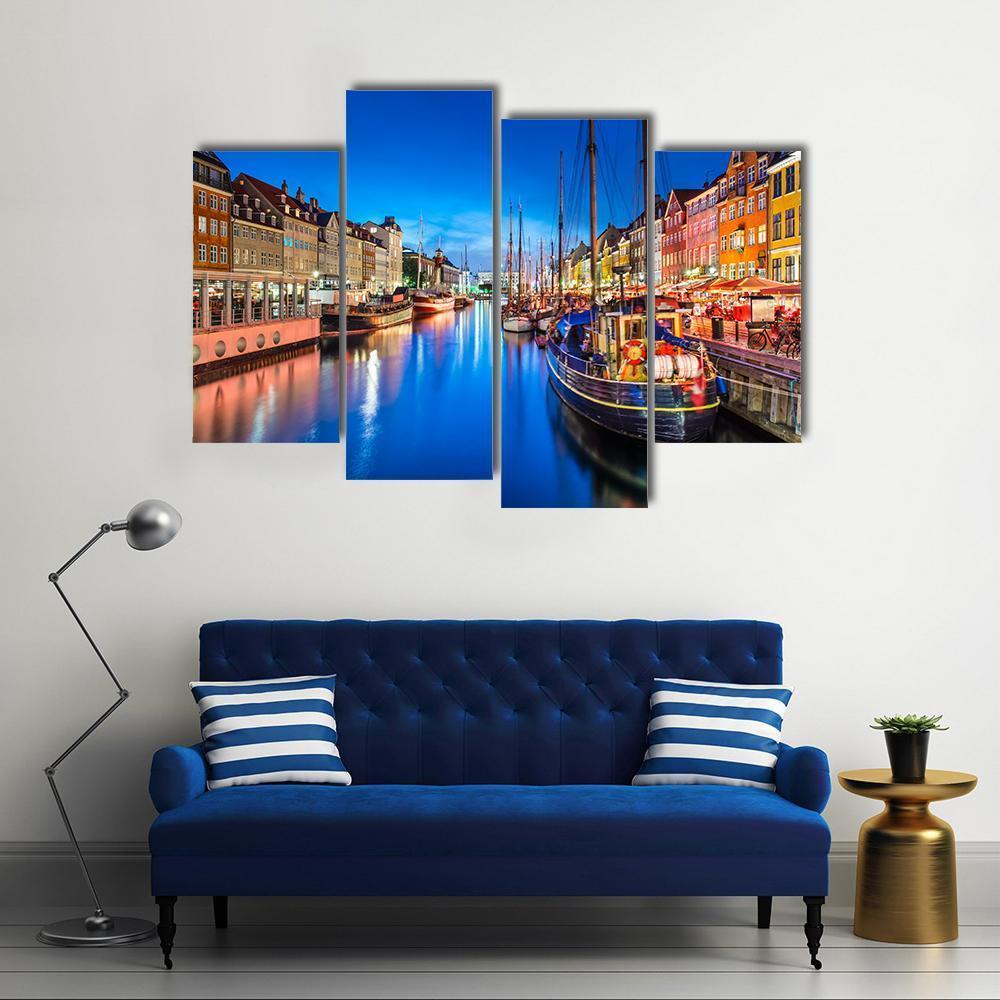 The Nyhavn Canal Canvas Wall Art-4 Pop-Gallery Wrap-50" x 32"-Tiaracle