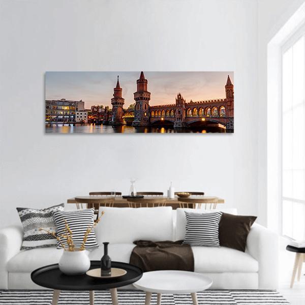 River Spree &amp; Oberbaum Bridge Panoramic Canvas Wall Art-1 Piece-36&quot; x 12&quot;-Tiaracle