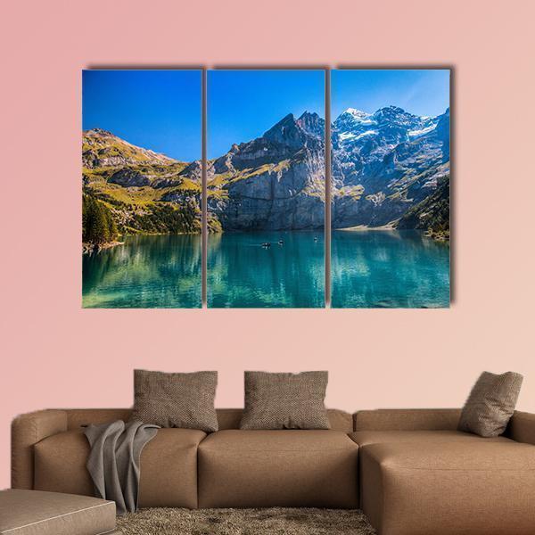 Oeschinen Lake Switzerland Canvas Wall Art-3 Horizontal-Gallery Wrap-37" x 24"-Tiaracle