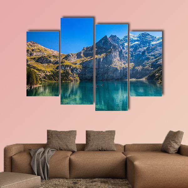 Oeschinen Lake Switzerland Canvas Wall Art-4 Pop-Gallery Wrap-50" x 32"-Tiaracle