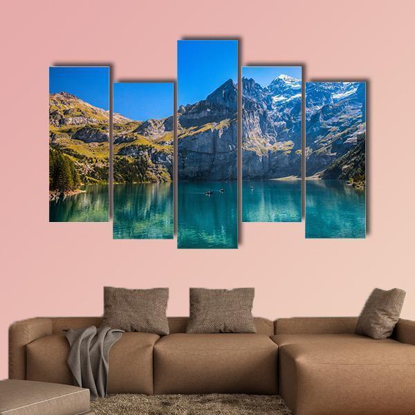 Oeschinen Lake Switzerland Canvas Wall Art-5 Pop-Gallery Wrap-47" x 32"-Tiaracle